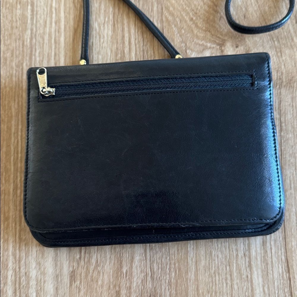 Boulder Ridge VINTAGE Black Leather Bag Wallet Crossbody Minimalist Casual Sleek